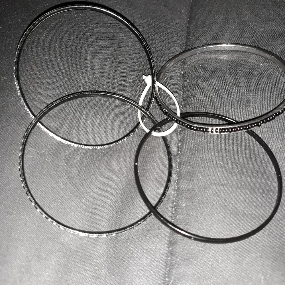 Black & Silver Bangles Bracelets